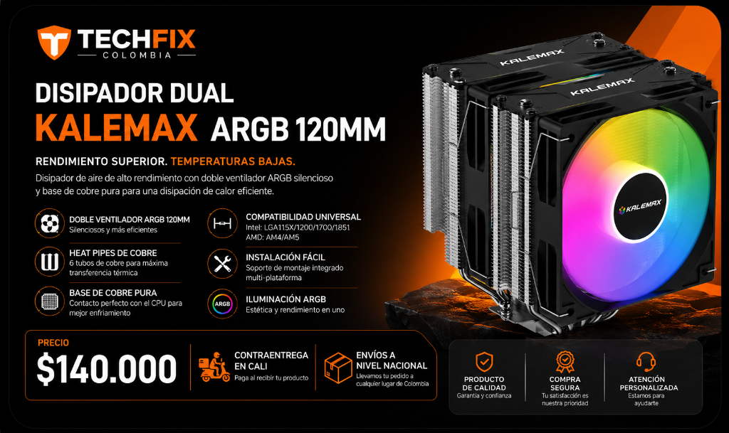 Enfriador CPU Doble Torre ARGB