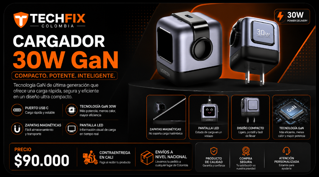 Cargador Robot Ugreen GaN 30W